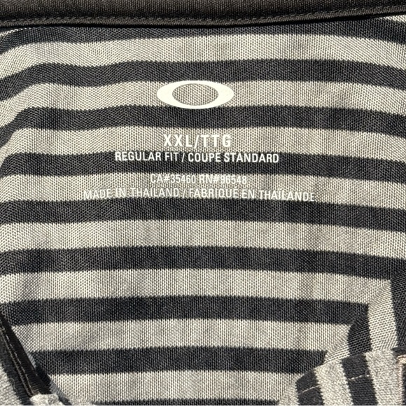 Oakley Men's Gray & Black Striped Polo Golf Shirt Stretch Size XXL - Picture 5 of 6